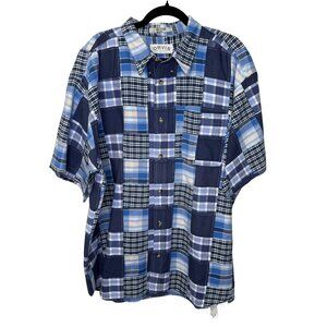 Orvis Sporting Traditions Mens XXL Patchwork Plaid Short Sleeve Button-Up Shirt